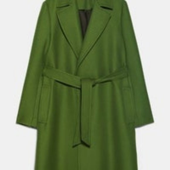 ZARA Belted Green Coat - Picture 5 of 10